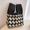 Handmade Knitted Knot Wrist Bag - Striped Mini Tote for Women, Large-Capacity Phone Bucket, Autumn Winter Casual