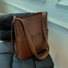 Women's PU Leather Bucket Shoulder Bag - Vintage Casual Luxe Handbag for Fall & Winter