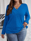 Plus Size Women's Solid Cross V-Neck Pullover Sweater 1XL-5XL Long Sleeve Casual Knit