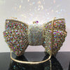 Rhinestone Bow Evening Clutch Minaudiere - Sparkling Bridal Wedding Bag 18 cm (7.1 in) with Chain