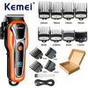 Kemei Rechargeable Cordless Hair Clipper, Professional Men's Trimmer with Limit Combs, 3-Hour Run Time