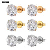 POPMAX Stainless Steel Cubic Zirconia Stud Earrings - 1 Pair (2 PCS) 4-Prong Round Tragus for Women & Men