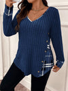 Plus Size Color Block V-Neck Long Sleeve Pullover Sweater – Warm Knit Top (1XL–4XL)