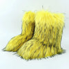 Women's Mid-Calf Faux Fox Fur Snow Boots, Plush Warm Slip-On Furry Winter Boots