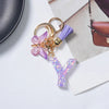 A-Z Sequined Initial Keychain with Purple Butterfly Tassel – Resin Letter Charm Keyring for Women & Girls, Backpack & Purse Accessory