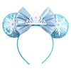 Sequin Snowflake Mouse Ear Headband with 5\" (12.7 cm) Bow – Kids & Adults Festival Party Cosplay Hairband