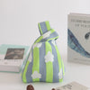 Handmade Knitted Knot Wrist Bag - Striped Mini Tote for Women, Large-Capacity Phone Bucket, Autumn Winter Casual