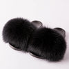 Real Fox Fur Slides for Women Luxury Furry Flat Slide Sandals