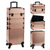 4-in-1 Rolling Makeup Train Case – Large Capacity Cosmetic Trolley with Wheels & Locking Keys for Salon and Travel