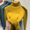 Women's Turtleneck Velvet Lined Knit Sweater - Thick Warm Slim Pullover