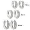3-Pair CZ Huggie Hoop Earrings for Women - Small Gold Hoops 11/13/17mm | Cartilage & Lobe Gift