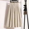 Plus Size High-Waisted Pleated A-Line Wrap Skirt, Elegant Autumn Casual for Women