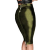 Plus Size Lockable PU Faux Leather Bodycon Knee-Length Pencil Skirt