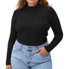 Plus Size Women's Knit Pullover Sweater - Semi High Neck Long Sleeve Casual Top (1XL–5XL)