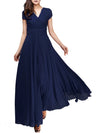 Women’s Boho Deep V-Neck Maxi Dress - Short Sleeve Beach & Party A-Line Chiffon