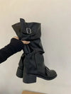 Women's Platform Ankle Boots - Chunky Wedge Heels Punk Gothic Motorcycle Boots