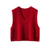 100% Pure Cashmere V-Neck Vest for Women – Loose Thick Knit Sleeveless Sweater Outerwear