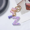 A-Z Sequined Initial Keychain with Purple Butterfly Tassel – Resin Letter Charm Keyring for Women & Girls, Backpack & Purse Accessory