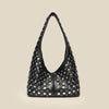 Women's Punk Metal Rivet PU Suede Bucket Shoulder Bag Underarm Tote Motorcycle Chic