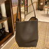 Leather Large Capacity Bucket Bag Lychee Pattern Cowhide Commuter Tote Shoulder Handbag for Women