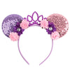 Sequin Snowflake Mouse Ear Headband with 5\" (12.7 cm) Bow – Kids & Adults Festival Party Cosplay Hairband