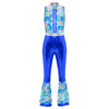 Women's Metallic Disco Jumpsuit 70s 80s Flared Ankle-Length Party Clubwear