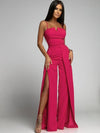 High Waist Street Style Wide-Leg Jumpsuit for Women - Casual Summer Floor-Length with Zippered Suspender