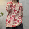 Women's Plus Size Printed Knit Pullover Sweater - Loose O-Neck Cotton-Blend Warm Jumper