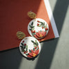 Handmade Polymer Clay Floral Wreath Earrings Set – Multicolor Christmas Holiday Studs