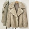 Women's Faux Fur Long Coat – Khaki Warm Fluffy Overcoat, Double-Faced Fur