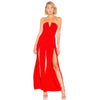 Slim Fit Strapless Wrap Red One-Piece High Waist Long Pants Set - Elegant Casual Commute