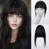 100% Human Hair Clip-In Bangs – Natural Black Wispy Fringe with Temples, 4.5 in (11.4 cm)