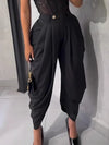 Women's High-Waist Loose Jogger Ankle-Length Wide-Leg Knit Trousers – Casual Work & Streetwear