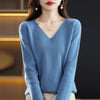 Women's Cashmere-Blend V-Neck Knit Sweater Pullover - Loose Fit Autumn Winter Office Top