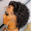 Pixie Cut Curly Human Hair Wig 13x1 Lace Front Short Bob 6-8 in (15-20 cm) Natural Black (1B)