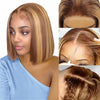 4/27 Ombre Bob Lace Front Wig – Remy Brazilian Human Hair, Glueless Short Straight Bob (4–16 in / 10–40 cm), Transparent Swiss Lace