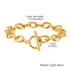 Chunky Toggle Link Bracelet for Women, Stainless Steel Gold and Silver Plated, Tarnish-Resistant