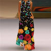 Elegant Sunflower 3D Floral Maxi Dress – Sleeveless V-Neck Summer Beach Sundress for Women