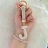 Sparkling Rhinestone Initial Keychain - Round Alloy Letter Charm with Crystal Pendant