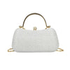 Gold Silk Round Evening Clutch with Rhinestones and Chain Shoulder Strap – Women's Party Handbag