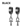 Punk Stainless Steel Stud Earrings Black – Unisex Vintage Hip Hop Ear Studs