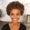 Ombre Honey Brown Low Cut Afro Pixie Wig - 100% Remy Human Hair, 200% Density, Short Afro Kinky Wave, Transparent Swiss Lace, Glueless
