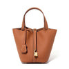 Women's Leather Bucket Bag – Basket-Style Drawstring Handbag, Mommy Bag for Bridal & Wedding