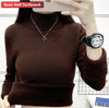 Women's Turtleneck Velvet Lined Knit Sweater - Thick Warm Slim Pullover