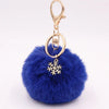 Snowflake Pom Pom Keychain for Women Soft Fur Car Key Ring Christmas Gift