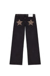 Harajuku Y2K White Wide-Leg Jeans for Women Five-Point Star Embroidery Gothic Mid-Waist Casual Trousers