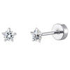 2-Pack Stainless Steel Heart & Moon Screw-Back Stud Earrings for Tragus & Cartilage Piercing, Silver