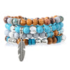 Bohemian Vintage Multi-Layer Turquoise Stone Beaded Bracelet for Men - Ethnic Leaf Design