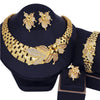 4-Piece Wedding Jewelry Set - 18K Gold Plated Floral Choker Necklace, Zircon Bracelet, Earrings & Ring
