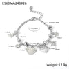 316L Stainless Steel Heart Charm Bracelet for Women 18K Gold Plated with Shining Zircon Pendant
